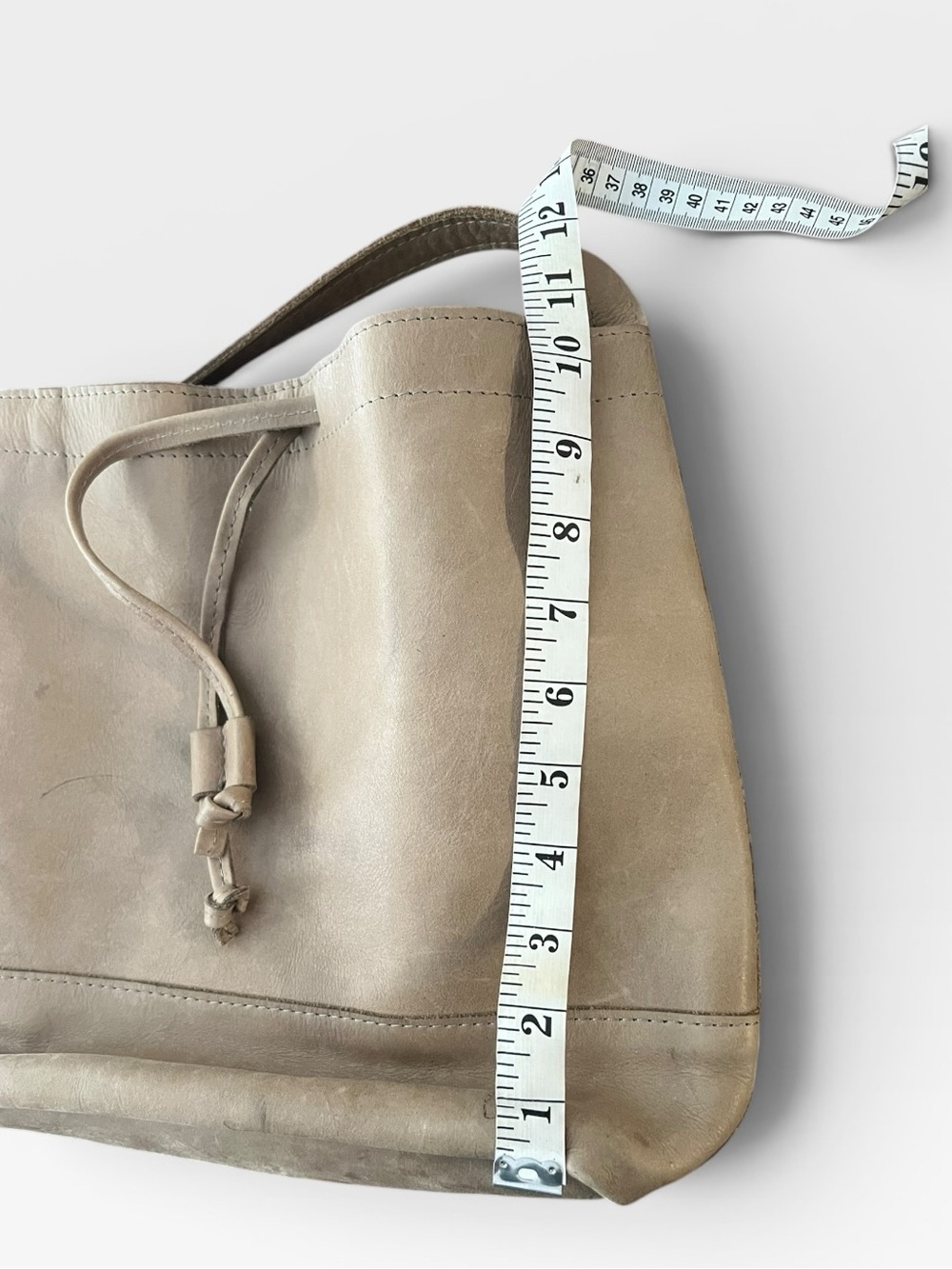 ABLE FashionABLE Gray Taupe Leather Bucket Bag Crossbody Purse Ethiopia - Picture 13 of 13